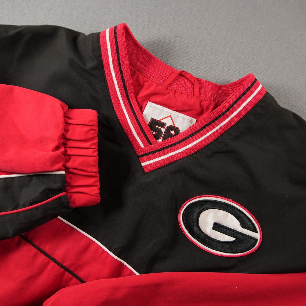Vintage Georgia Bulldogs College NCAA 58 Sports V-Neck Pullover Men Jacket XL